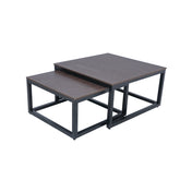 Industrial Dark Wood Metal Table Set Proffice furniture